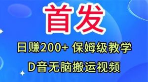 首发，抖音无脑搬运视频，日赚200+保姆级教学【揭秘】-无痕资源库