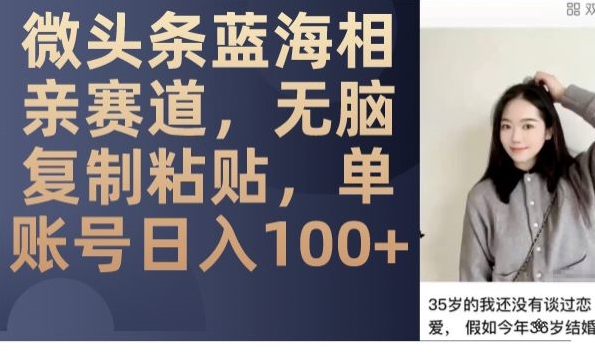 微头条蓝海相亲赛道,无脑复制粘贴,单账号日入100+-无痕资源库
