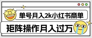 外面收费1980的小红书商单保姆级教程，单号月入2k，矩阵操作轻松月入过万-无痕资源库