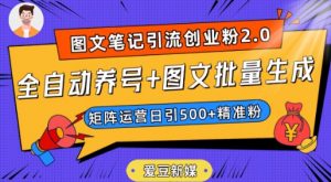 爱豆新媒：全自动养号+图文批量生成，日引500+创业粉（抖音小红书图文笔记2.0）-无痕资源库