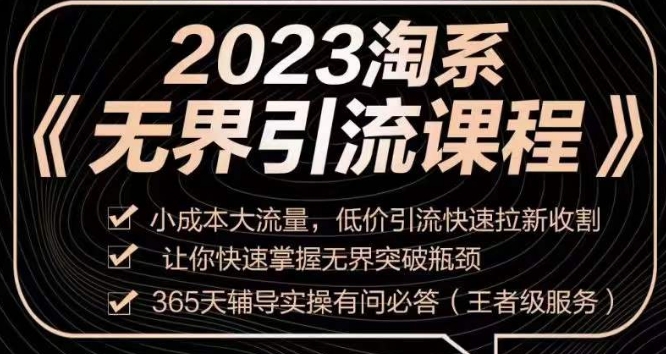 2023淘系无界引流实操课程，​小成本大流量，低价引流快速拉新收割，让你快速掌握无界突破瓶颈-无痕资源库