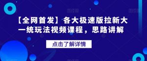 【全网首发】各大极速版拉新大一统玩法视频课程，思路讲解【揭秘】-无痕资源库