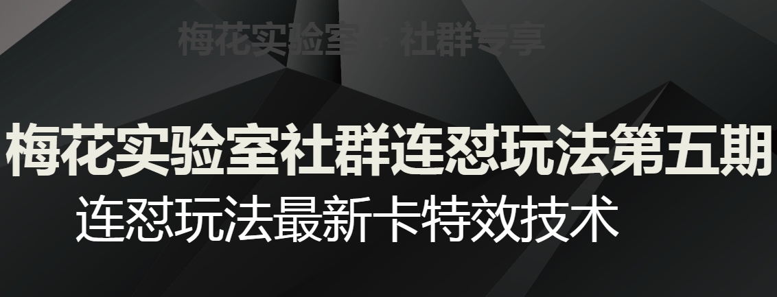 梅花实验室社群连怼玩法第五期，视频号连怼玩法最新卡特效技术-无痕资源库