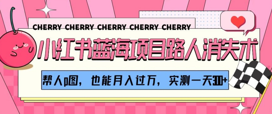 小红书蓝海项目路人消失术，帮人p图，也能月入过万，实测一天300+【揭秘】-无痕资源库