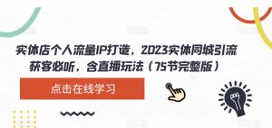 实体店个人流量IP打造，2023实体同城引流获客必听，含直播玩法（75节完整版）-无痕资源库