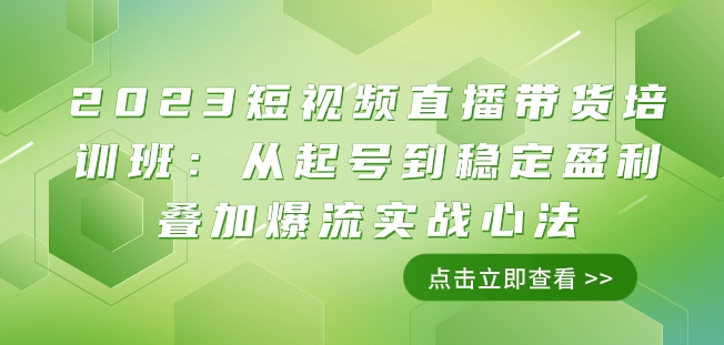 2023短视频直播带货培训班:从起号到稳定盈利叠加爆流实战心法(11节课)-无痕资源库