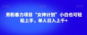 男粉暴力项目“女神计划”小白也可轻松上手，单人日入上千+【揭秘】-无痕资源库