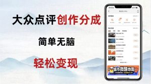 大众点评新玩法！零成本！新手也能每日轻松入袋300+！【揭秘】-无痕资源库