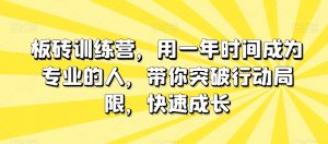 板砖训练营，用一年时间成为专业的人，带你突破行动局限，快速成长-无痕资源库