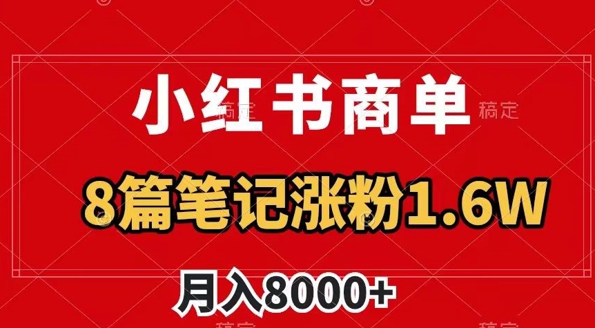 小红书商单最新玩法,8篇笔记涨粉1.6w,作品制作简单,月入8000+【揭秘】-无痕资源库