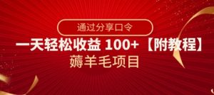 薅羊毛项目，靠分享口令，一天轻松收益100+【附教程】【揭秘】-无痕资源库