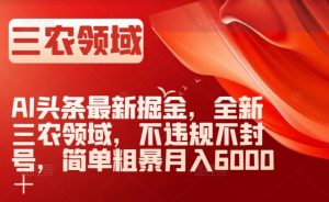 AI头条最新掘金，全新三农领域，不违规不封号，简单粗暴月入6000＋【揭秘】-无痕资源库