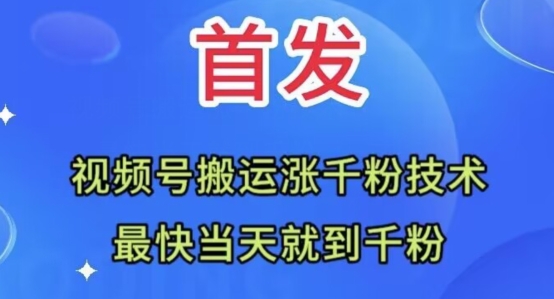 全网首发：视频号无脑搬运涨千粉技术，最快当天到千粉【揭秘】-无痕资源库