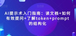 AI提示术入门指南：读文档+如何有效提问+了解token+prompt的结构化【揭秘】-无痕资源库