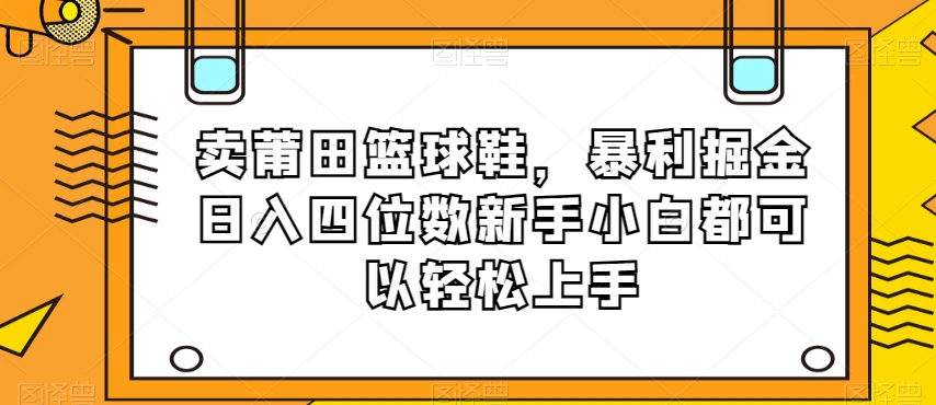 卖莆田篮球鞋，暴利掘金日入四位数新手小白都可以轻松上手【揭秘】-无痕资源库
