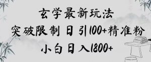 玄学新玩法，突破限制，日引100+精准粉，小白日入1800+【揭秘】-无痕资源库