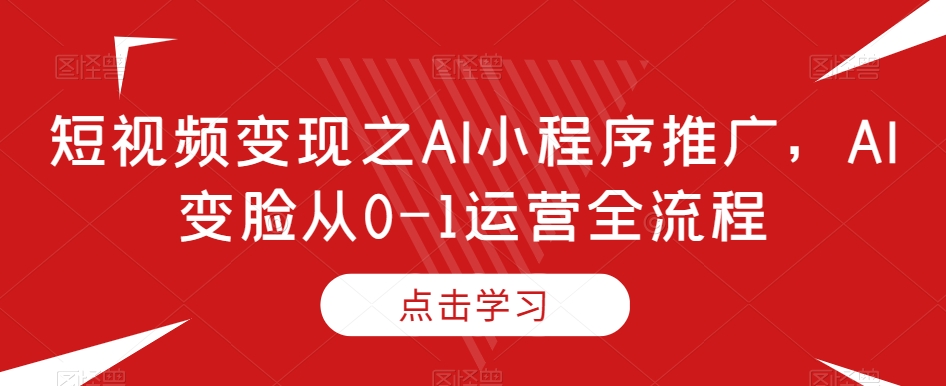 短视频变现之AI小程序推广，AI变脸从0-1运营全流程-无痕资源库