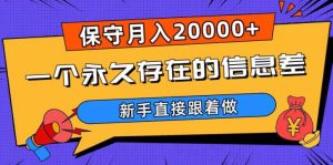 一个永久存在的信息差，保守月入20000+，新手直接跟着做【揭秘】-无痕资源库