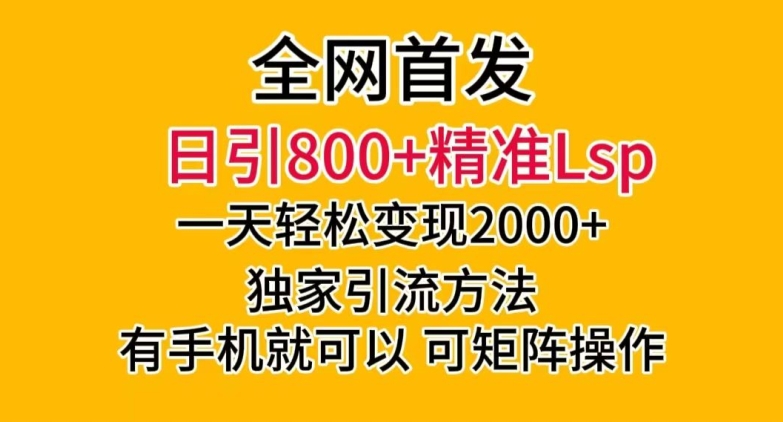 全网首发！日引800+精准老色批，一天变现2000+，独家引流方法，可矩阵操作【揭秘】-无痕资源库