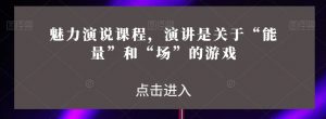 魅力演说课程,演讲是关于“能量”和“场”的游戏-无痕资源库