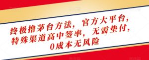 终极撸茅台方法,官方大平台,特殊渠道高中签率,无需垫付,0成本无风险【揭秘】-无痕资源库