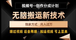 视频号无脑搬运新技术,破原创壕流量,独家方式,爆过视频,还会再爆【揭秘】-无痕资源库
