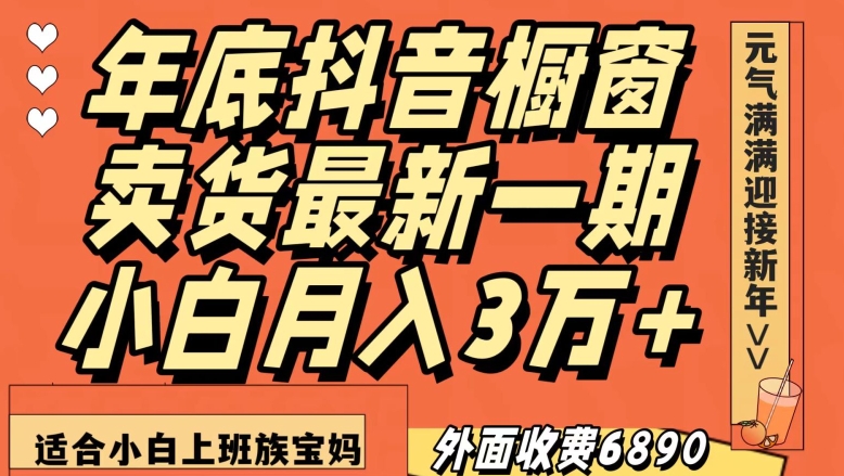 外面收费6890元年底抖音橱窗卖货最新一期，小白月入3万，适合小白上班族宝妈【揭秘】-无痕资源库