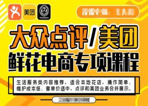 大众点评/美团鲜花电商专项课程，操作简单、维护成本低、客单价适中，点评和美团业务合并展示-无痕资源库