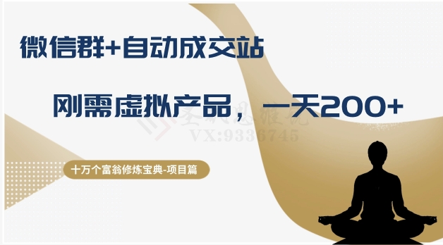 十万个富翁修炼宝典之8.微信群+自动成交站，刚需虚拟产品，一天200+-无痕资源库