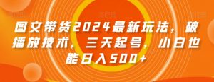 图文带货2024最新玩法，破播放技术，三天起号，小白也能日入500+【揭秘】-无痕资源库