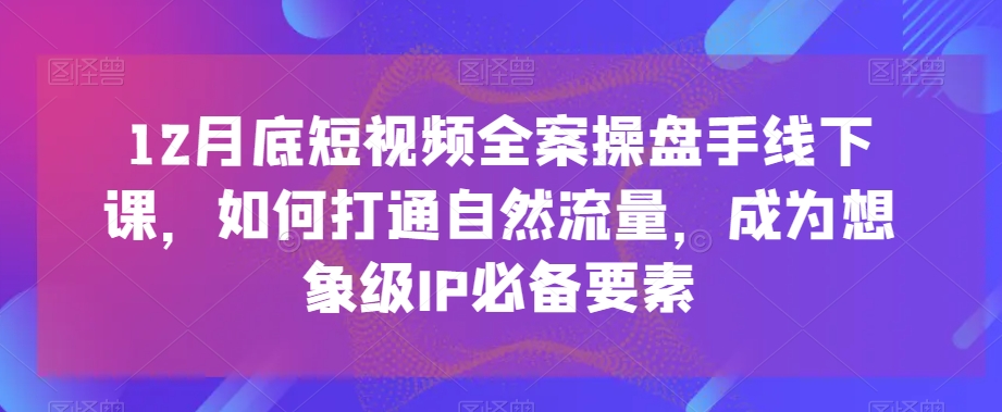 12月底短视频全案操盘手线下课，如何打通自然流量，成为想象级IP必备要素-无痕资源库