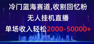 冷门蓝海赛道，收割回忆粉，无人挂机直播，单场收入轻松2000-5w+【揭秘】-无痕资源库