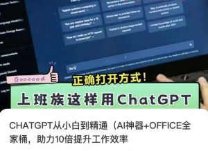CHATGPT从小白到精通,AI神器+OFFICE全家桶,助力10倍提升工作效率-无痕资源库