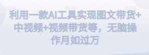 利用一款AI工具实现图文带货+中视频+视频带货等，无脑操作月如过万【揭秘】-无痕资源库