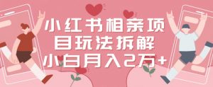 小红书相亲项目玩法拆解,有人通过这个副业项目做到了月收入2万多【揭秘】-无痕资源库