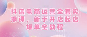 抖店电商运营全套实操课，新手开店起店爆单全教程-无痕资源库