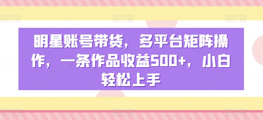 明星账号带货,多平台矩阵操作,一条作品收益500+,小白轻松上手【揭秘】-无痕资源库