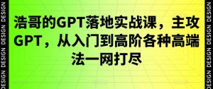 浩哥的GPT落地实战课，主攻GPT，从入门到高阶各种高端法一网打尽-无痕资源库