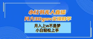 小红书无人直播月入30gmv实操教学，月入上w不是梦，小白轻松上手【揭秘】-无痕资源库