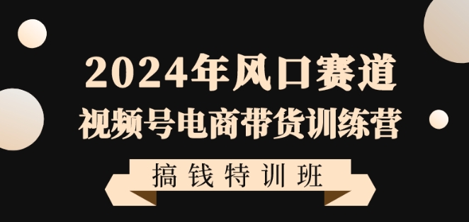 2024年风口赛道视频号电商带货训练营搞钱特训班，带领大家快速入局自媒体电商带货-无痕资源库