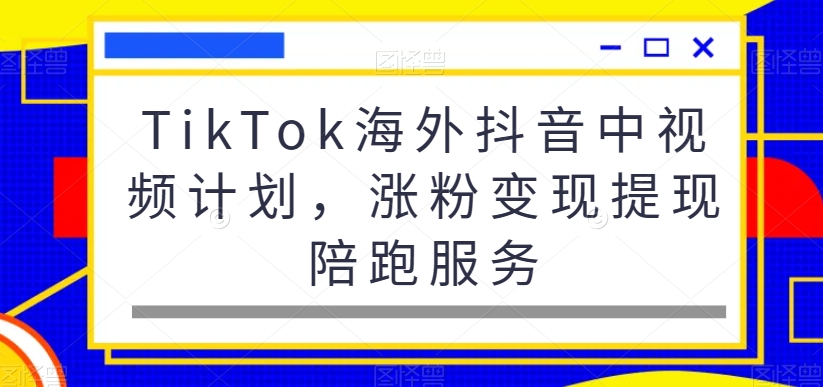 TikTok海外抖音中视频计划，涨粉变现提现陪跑服务-无痕资源库