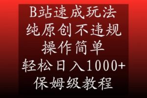 B站速成玩法，纯原创不违规，操作简单，轻松日入1000+，保姆级教程【揭秘】-无痕资源库