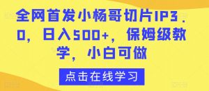 全网首发小杨哥切片IP3.0，日入500+，保姆级教学，小白可做【揭秘】-无痕资源库