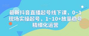 最新抖音直播起号线下课，0~1现场实操起号，1~10+放量稳号精细化运营-无痕资源库