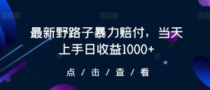 最新野路子暴力赔付，当天上手日收益1000+【仅揭秘】-无痕资源库