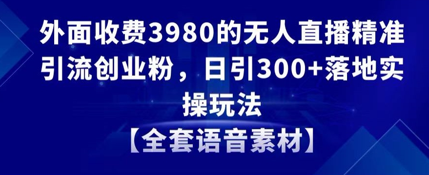 外面收费3980的无人直播精准引流创业粉,日引300+落地实操玩法【全套语音素材】【揭秘】-无痕资源库