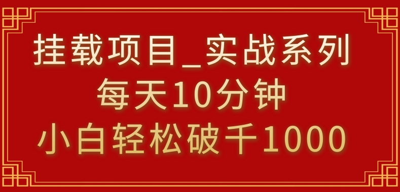 挂载项目，小白轻松破1000，每天10分钟，实战系列保姆级教程【揭秘】-无痕资源库