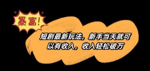 短剧最新玩法，新手当天就可以有收入，收入轻松破万【揭秘】-无痕资源库