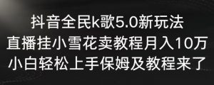 抖音全民k歌5.0新玩法，直播挂小雪花卖教程月入10万，小白轻松上手，保姆及教程来了【揭秘】-无痕资源库