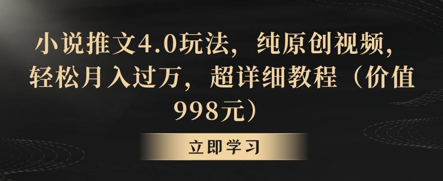 小说推文4.0玩法,纯原创视频,轻松月入过万,超详细教程(价值998元)【揭秘】-无痕资源库